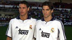 Fernando Redondo y Santiago Hern&aacute;n Solari, en la pretemporada del Real Madrid en 2000 en Nyon (Suiza).