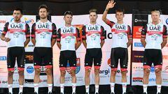 Kielce (Poland), 29/07/2022.- Riders of the Team UAE Emirates attend the teams presentation ahead of the 79th edition of the Tour de Pologne cycling race in Kielce, Poland, 29 July 2022. The 79th edition of the Tour de Pologne will start in Kielce on 30 July. (Ciclismo, Polonia) EFE/EPA/Piotr Polak POLAND OUT
