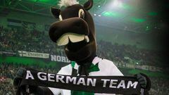 The Borussia foal mascot with the infamous A German Team scarf