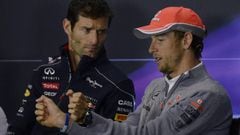 Mark Webber y Jenson Button en una foto de archivo.
