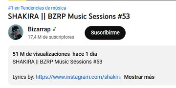 Los descomunales registros de la sesión de Shakira y Bizarrap. YOUTUBE