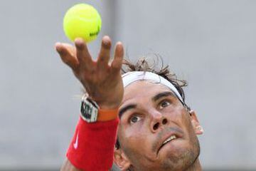 Spain's Rafael Nadal serves the ball to Italy's Andreas Seppi during their men's second round singles tennis match at the Olympic Tennis Centre of the Rio 2016 Olympic Games in Rio de Janeiro on August 9, 2016. 