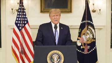 El presidente de EE. UU., Donald Trump, pronuncia un discurso, un d&iacute;a despu&eacute;s de que sus partidarios irrumpieron en el Capitolio de EE. UU. En Washington, EE. UU.,