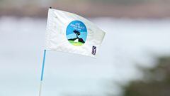 PEBBLE BEACH, CALIFORNIA - JANUARY 31: A detailed view of a flag stick prior to the AT&T Pebble Beach Pro-Am at Spyglass Hill Golf Course on January 31, 2024 in Pebble Beach, California.   Christian Petersen/Getty Images/AFP (Photo by Christian Petersen / GETTY IMAGES NORTH AMERICA / Getty Images via AFP)