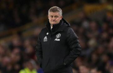 Ole Gunnar Solksjaer during the FA Cup third round game between Wolves and Man United.