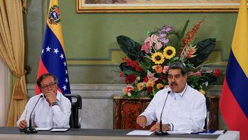 Venezuela's President Nicolas Maduro speaks during a meeting with Colombia's President Gustavo Petro at the Miraflores Palace in Caracas, Venezuela, November 18, 2023. REUTERS/Leonardo Fernandez Viloria