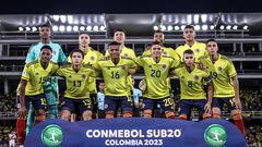 Jugadores de la Selección Colombia Sub 20 en el Sudamericano que se disputa en nuestro país.