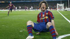 Messi, la noche de su primer p&oacute;ker en el Bar&ccedil;a, despu&eacute;s de marcar el 2-1.