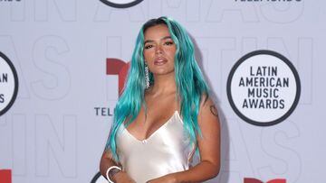 SUNRISE, FLORIDA - APRIL 15: Karol G attends the 2021 Latin American Music Awards at BB&amp;T Center on April 15, 2021 in Sunrise, Florida.   Sergi Alexander/Getty Images/AFP == FOR NEWSPAPERS, INTERNET, TELCOS &amp; TELEVISION USE ONLY ==