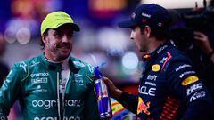 Fernando Alonso (Aston Martin) y Sergio Pérez (Red Bull). Yeda, Arabia Saudí. F1 2023.