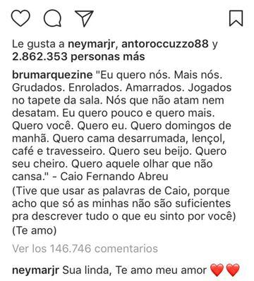 Respuesta de Neymar a la declaración de amor de Bruna Marquezine.