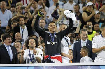 KEYLOR NAVAS celebrates after Champions League final triumph in May