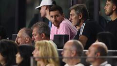 FORT LAUDERDALE, FLORIDA - SEPTEMBER 30: Lionel Messi #10 of Inter Miami CF watches from the stands in the second half against the New York City FC at DRV PNK Stadium on September 30, 2023 in Fort Lauderdale, Florida.   Megan Briggs/Getty Images/AFP (Photo by Megan Briggs / GETTY IMAGES NORTH AMERICA / Getty Images via AFP)