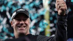 MINNEAPOLIS, MN - FEBRUARY 04: Head coach Doug Pederson of the Philadelphia Eagles celebrates after defeating the New England Patriots 41-33 in Super Bowl LII at U.S. Bank Stadium on February 4, 2018 in Minneapolis, Minnesota.   Patrick Smith/Getty Images
