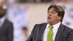 Miguel Herrera reclama una falta al &aacute;rbitro en el juego antes Costa Rica