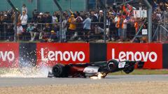 Accidente en la salida del Gran Premio de Gran Bretaña de la Fórmula 1.
