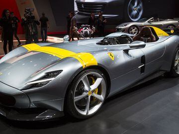 PARIS, FRANCE - OCTOBER 03:  A Ferrari Monza SP1 is displayed at the Paris Motor Show at Parc des Expositions Porte de Versailles on October 3, 2018 in Paris, France.  From October 4 - October 14, the famous motor show will showcase new cars and products from major motoring manufacturers.  (Photo by Richard Bord/Getty Images)