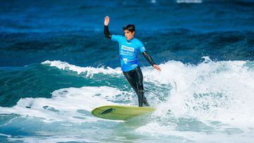 BELLS BEACH, VICTORIA, AUSTRALIA - AUGUST 31: Nicol&Atilde;&iexcl;s Andrade of Spain surfs in Heat 4 of the Elimination Round at the Bioglan Bells Beach Longboard Classic on August 31, 2023 at Bells Beach, Victoria, Australia. (Photo by Ed Sloane/World Surf League)