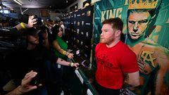 Mexican professional boxer Canelo Alvarez takes questions from the media ahead of working out during a media gathering at House of Boxing in San Diego, California, on August 29, 2022, ahead of his trilogy showdown with Kazakhstani professional boxer Gennadiy 'GGG' Golovkin in September in Las Vegas. - Alvarez is training ahead of a trilogy showdown with Kazakhstani professional boxer Gennadiy �GGG� Golovkin, which will take place in Las Vegas on September 17, 2022. (Photo by Frederic J. BROWN / AFP)