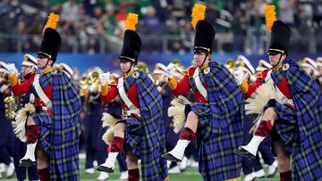 ARLINGTON, TEXAS - DECEMBER 29: The Notre Dame Fighting Irish band performs before the College Football Playoff Semifinal Goodyear Cotton Bowl Classic against the Clemson Tigers at AT&T Stadium on December 29, 2018 in Arlington, Texas.