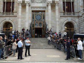 Massive media expectation outside the Barcelona high court this morning.