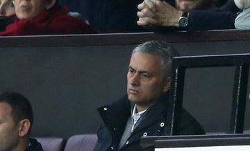 Jose Mourinho, Manager of Manchester United looks on from stands during the Premier League match between Manchester United and Burnley at Old Trafford on October 29, 2016 in Manchester
