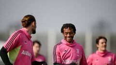 TURIN, ITALY - FEBRUARY 25: Juan Cuadrado of Juventus during a training session on February 25, 2023 in Turin, Italy. (Photo by Daniele Badolato - Juventus FC/Juventus FC via Getty Images)