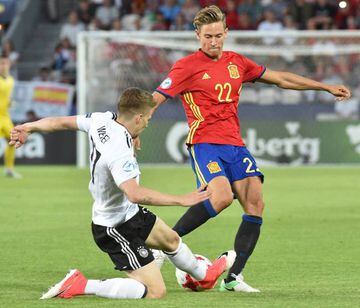 Marcos Llorenteof Spain in action against Mitchell Weiser of Germany.