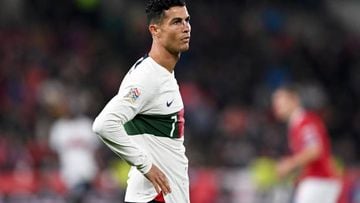 PRAGUE, CZECH REPUBLIC - SEPTEMBER 24: Cristiano Ronaldo of Portugal looks on during the UEFA Nations League League A Group 2 match between Czech Republic and Portugal at Fortuna Arena on September 24, 2022 in Prague, Czech Republic. (Photo by Thomas Eisenhuth/Getty Images)