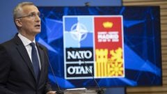 Jens Stoltenberg, Secretario General de la OTAN, durante una conferencia previa a la cumbre de Madrid 2022