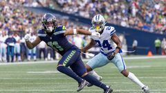 Jaxon Smith-Njigba #11 of the Seattle Seahawks runs a route against the Dallas Cowboys during a preseason game at Lumen Field