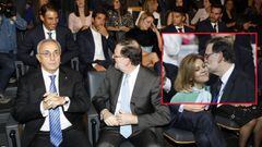 Mariano Rajoy charla con Nadal en un acto, junto a Alejandro Blanco. En el recuadro, Cospedal, con Nadal este viernes.
