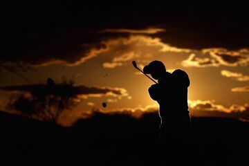 Daniel Berger of the United States plays his second shot on the ninth hole during the third round of the WM Phoenix Open