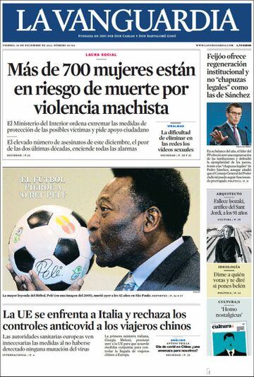 Tributes to Pelé on the front pages of the world