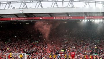 LIVERPOOL, ENGLAND - MAY 22: General view during the Premier League match between Liverpool and Wolverhampton Wanderers at Anfield on May 22, 2022 in Liverpool, England. (Photo by Jack Thomas - WWFC/Wolves via Getty Images)