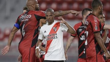 AVELLANEDA, ARGENTINA - DECEMBER 01: Nicol&aacute;s De La Cruz of River Plate celebrates after scoring the first goal of his team during a round of sixteen second leg match between River Plate and Athletico Paranaense as part of Copa Conmebol Libertadores