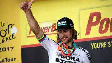 Peter Sagan of Slovakia riding for Bora-Hansgrohe reacts after winning stage three of the 2017 Le Tour de France, a 212.5km stage from Verviers to Longwy on July 3, 2017 in Verviers, France.