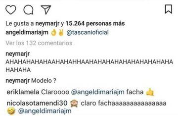 Las bromas de Neymar, Erik Lamela y Nicolás Otamendi en la foto de Ángel Di Maria posando como modelo
