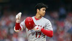 PHILADELPHIA, PENNSYLVANIA - AUGUST 29: Shohei Ohtani #17 of the Los Angeles Angels looks on during the first inning against the Philadelphia Phillies at Citizens Bank Park on August 29, 2023 in Philadelphia, Pennsylvania.   Tim Nwachukwu/Getty Images/AFP (Photo by Tim Nwachukwu / GETTY IMAGES NORTH AMERICA / Getty Images via AFP)