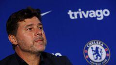 FILE PHOTO: Stamford Bridge, London, Britain - July 7, 2023 Chelsea's new manager Mauricio Pochettino during the press conference Action Images via Reuters/Matthew Childs/File Photo