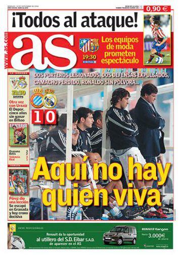September 2004 and Camacho's patience is being tested to the limited after a 1-0 defeat to Espanyol in Week 3 and mounting injury problems. It was Camacho's last game in charge.