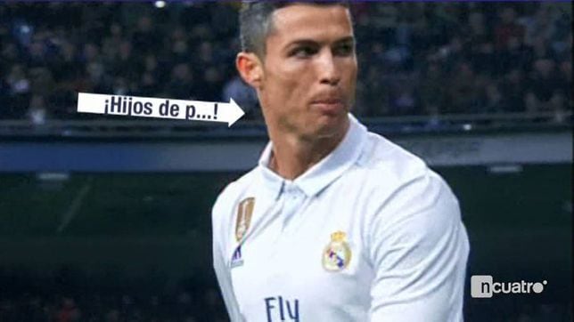 Cristiano Ronaldo sticking his tongue at the line up on Make a GIF