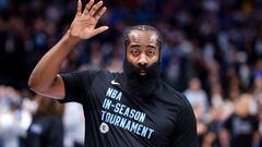 Nov 10, 2023; Dallas, Texas, USA; LA Clippers guard James Harden (1) before the game against the Dallas Mavericks at American Airlines Center. Mandatory Credit: Kevin Jairaj-USA TODAY Sports