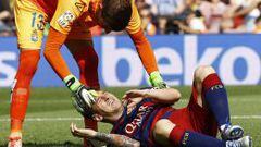 Messi se lesion&oacute; en los primeros minutos del juego ante Las Palmas.