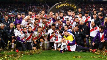 River Plate celebrate after winning the Copa Libertadores 208 title in Madrid in December, 2018.
