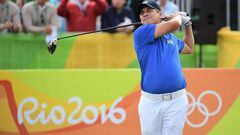 Adilson Jose Da Silva hits the first Olympic golf stroke in 112 years. 