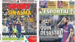 Front pages of Sport and L'Esportiu on 17 August 2017.