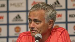 LOS ANGELES, CA - JULY 18:  Manager Jose Mourinho of Manchester United speaks during a press conference at UCLA on July 18, 2018 in Los Angeles, California.  (Photo by John Peters/Man Utd via Getty Images)