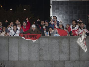 River Plate waiting for the team to arrive in Madrid for Sunday's Copa Libertadores final.
