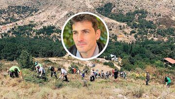 Iker Casillas, azadón en mano, ayuda en las labores de extinción del incendio de Ávila